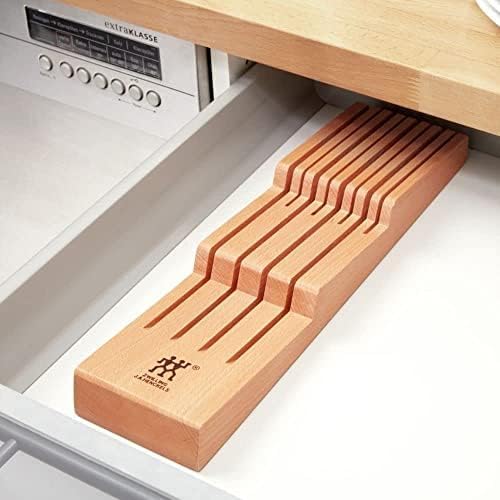 ZWILLING Kitchen Knife Drawer Insert Wooden Knife Holder Storage for 8 Knives Brown