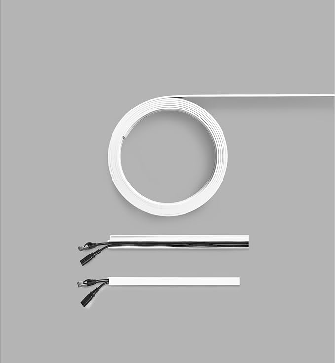 Easylife Tech Paintable Cable Raceway Cord Management Kit 16 ft Self‑Adhesive Cord Concealer for Organizing and Hiding Wires Cable Trunking Raceway for Home, Office & Entertainment Systems