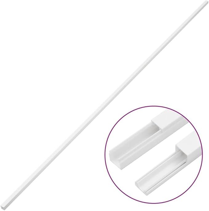 Cable Trunking Raceway Kit, 0.8 x 0.4 Inch Cord Cover, 32.8 Feet PVC Wire Hider, 10 Pieces Screwable Cable Management Channels for Wall, Floor and Ceiling, White