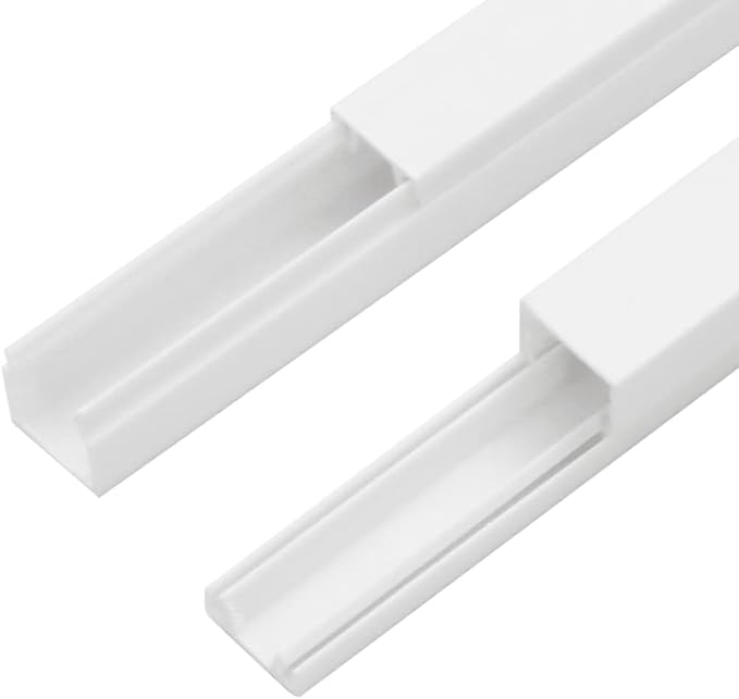 Cable Trunking Raceway Kit, 0.8 x 0.4 Inch Cord Cover, 32.8 Feet PVC Wire Hider, 10 Pieces Screwable Cable Management Channels for Wall, Floor and Ceiling, White