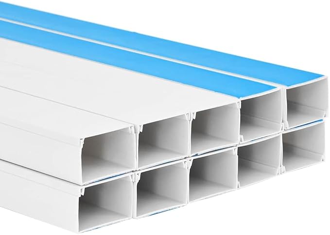 Cable Trunking Self-Adhesive Cord Cover Raceway 3.9" x 2.4" 32.8ft PVC Wire Management System for Office Home Wall Floor Ceiling Concealment