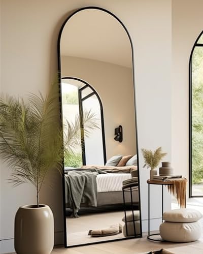 BEVERDY Arched Full Length Mirror - 18"58" Standing Mirror with Stand or Wall Mounted for Bedroom and Living Room - Black