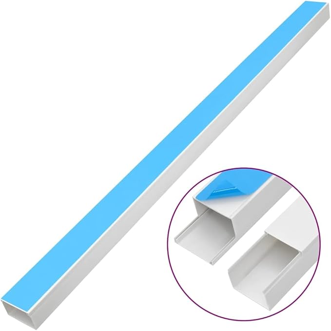 Cable Trunking Self-Adhesive Cord Cover Raceway 3.9" x 2.4" 32.8ft PVC Wire Management System for Office Home Wall Floor Ceiling Concealment