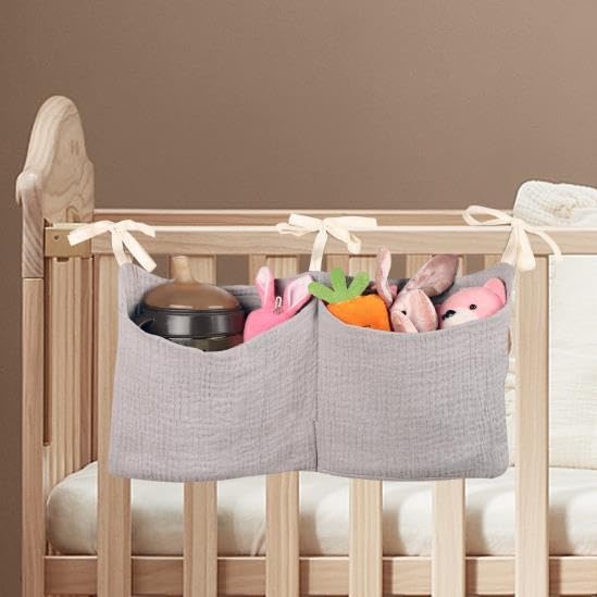 Dormitory Bed-Bunk Organizing Bag Nappy-bags Organizer Bedside Hanging Bags Milk Bottle Bib-Storage Bag Crib Organizer Bag Baby Nappy-Bag cotton (Light green)