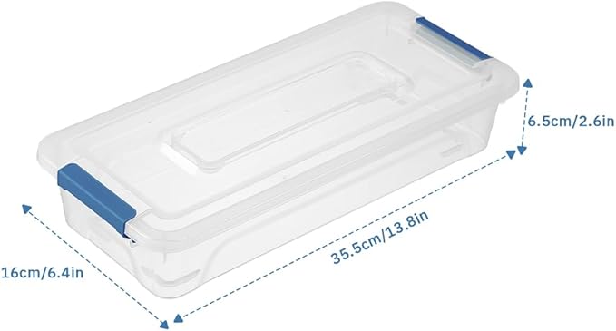 Plastic Storage Containers Clear Craft Storage Bins with Grey Handle,Organizer Box with Durable Lids Stackable Containers for Organizing Craft and Tools (8 Pack-4 Quart Blue)