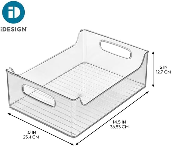iDesign Stackable Clear Plastic Storage Bin, Kitchen Organizers for Fridge, Cabinet, or Pantry, 4-Pack
