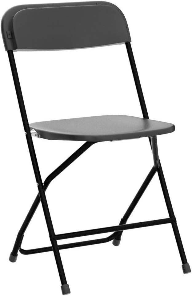 Allpop 4 Pack Plastic Folding Chair, 300lb Capacity, Portable Commercial Chair Seat with Steel Frame for Office Wedding Party Indoor Outdoor Events, Stackable, Black