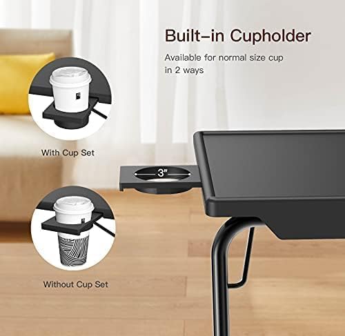 HUANUO Adjustable TV Tray Set of 2 - TV Dinner Tray on Bed & Sofa, Comfortable TV Tray Table with 6 Height & 3 Tilt Angle Adjustments (2 Pack)