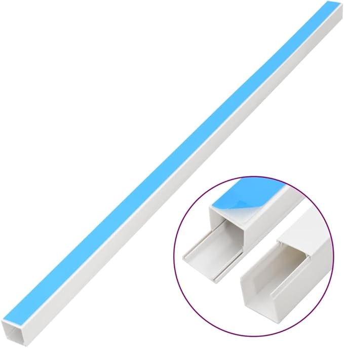 Cable Trunking Raceway Kit, 32.8ft Cord Hider for Wall, Self-Adhesive Wire Management Channel for Office and Home, 0.4 x 0.4 Inch PVC Cable Concealer