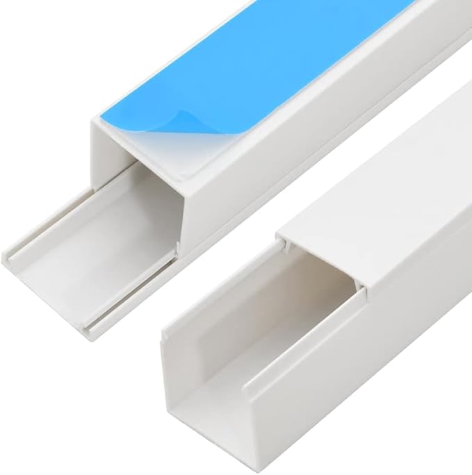 Cable Trunking Raceway Kit, 32.8ft Cord Hider for Wall, Self-Adhesive Wire Management Channel for Office and Home, 0.4 x 0.4 Inch PVC Cable Concealer