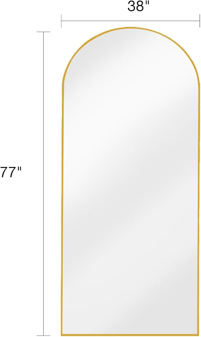 ITSRG Full Length Mirror with Stand, 41"x81" Floor Mirror Freestanding, Arched, Oversized Mirror Full Length(Gold)