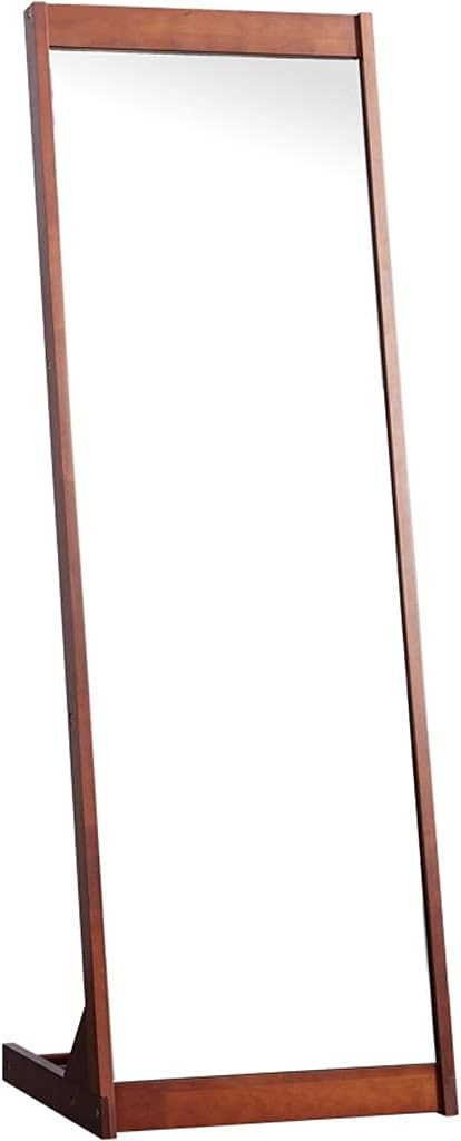 Full Length Mirrors Full Length Vintage Wooden Rectangle Free Standing with Storage for Bedroom Hall Floor Mirror (Color : Brown) (Brown)