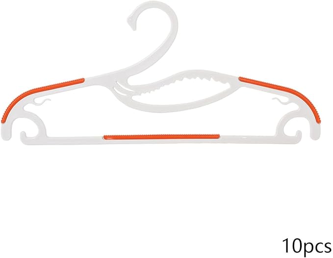 10-Pack Non-Slip Plastic Hangers, Space-Saving, Anti-Marking, Windproof Small Hook, Ideal for Wet & Dry Clothes, Slim Design, Gray/Orange, Strong Shoulders, Multi-Function Household Hangers
