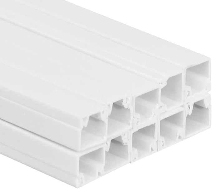 Cable Trunking 32.8ft Cord Hider Raceway for Wall, 0.6 x 0.4 Inch PVC Cable Management Kit, 10 Pack Paintable Wire Covers with Screwable Design