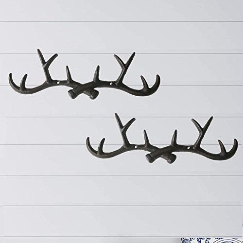 Vintage Cast Iron Deer Antlers Wall Coat Hooks- Farmhouse Chic Metal Hanger Coat Rack Key Holder Jewellery Display Rack Bathroom Towels Rack Hooks(with Screws)