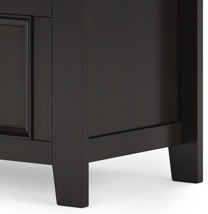 SIMPLIHOME Amherst Entryway Storage Bench - 36 inch Wide Solid Wood Hallway Bench in Hickory Brown, Transitional Bench for Entry or Mudroom with Lift-Up Lid, Storage Compartments and X-Back Detail