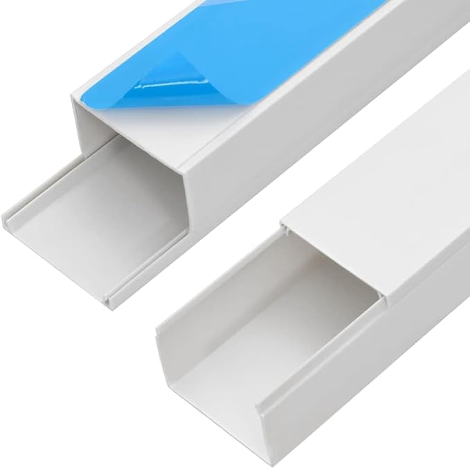 Cable Trunking Self-Adhesive Cord Cover Raceway 3.9" x 2.4" 32.8ft PVC Wire Management System for Office Home Wall Floor Ceiling Concealment