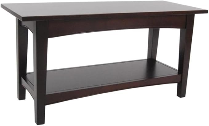 Alaterre Furniture Shaker Cottage Bench with Shelf, Espresso