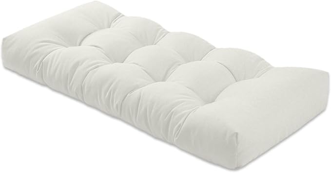 Bench Cushion 39 inches,Indoor/Outdoor Non-Slip Tufted Cushions, Premium Waterproof Linen, Soft Piano Sofa Cushions, High-Density Memory Foam(White-39x19 x 4 in)