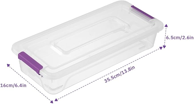 Plastic Storage Containers Clear Craft Storage Bins with Grey Handle,Organizer Box with Durable Lids Stackable Containers for Organizing Craft and Tools (8 Pack-4 Quart Purple)