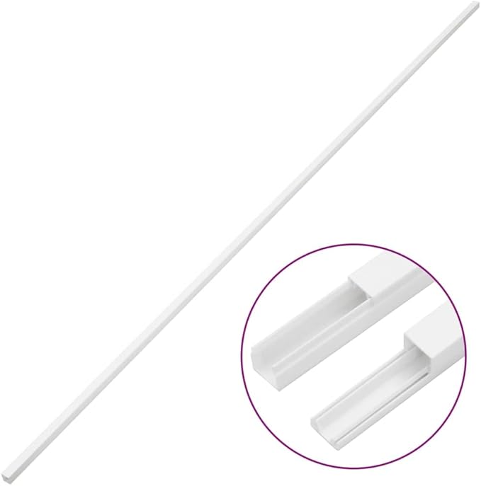 Cable Trunking Raceway Kit, 0.4 x 0.4 Inch Cord Cover, 32.8 Feet Total Length, PVC Wire Hider with Mounting Screws for Wall, Floor, Ceiling, White
