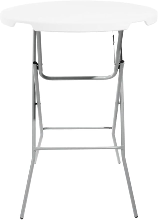 PRO&Family Commercial Round Folding Table, White Top, Powder-Coated Steel Frame, High-Impact Polyethylene Construction, Perfect for Wedding, Party, Shool, Church. (5, 32")