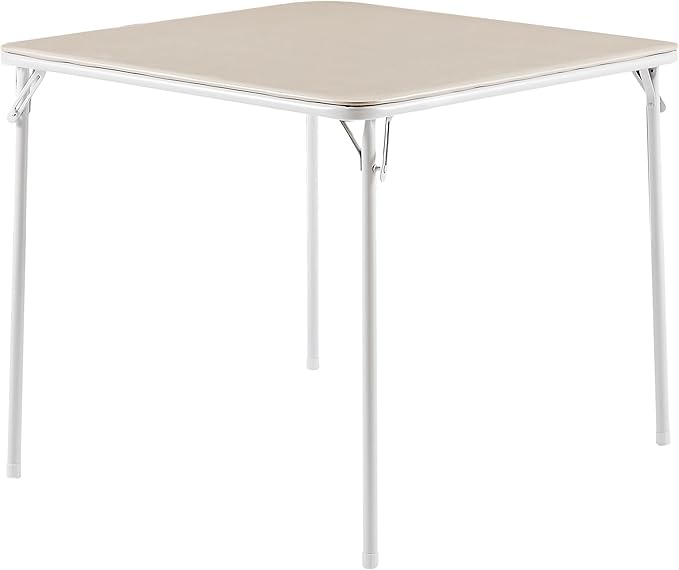 VECELO 34'' Folding Card Table Square with Soft Padded Tabletop, Portable for Dining Room, Parties, Games, Puzzles, Beige