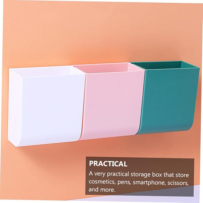 3pcs Bin Lids Included Wall-mounted Organizer Box Wall Bedside Shelf Cubbies Storage Bins Storage Box