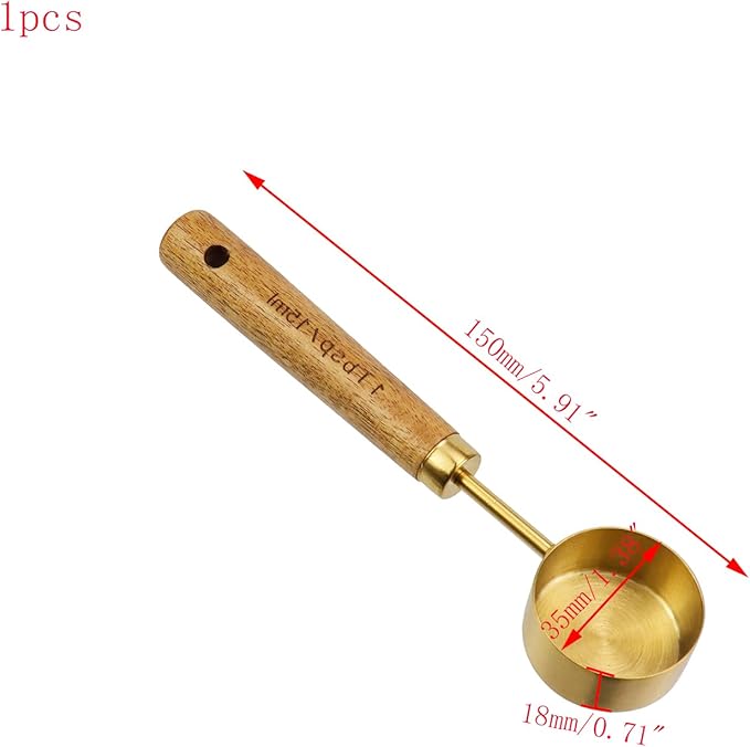 1/16 Cup Measuring Cup with Wooden Handle, 15ml Stainless Steel Measuring Scoop 1/16 Cup Measuring Cups for Baking Cooking Wet and Dry Ingredients (15ml)
