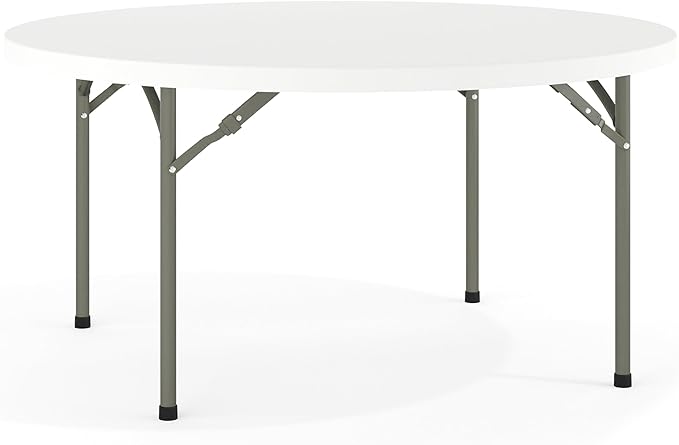 Flash Furniture 5' Round All-Occasion Plastic Folding Event Table for Parties and Trade Shows, Folding Banquet Table for Indoor/Outdoor Events, White