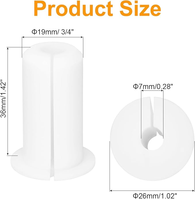 uxcell 2Pcs Wall Grommets for Cables 3/4 Inch Silicone Cable Wall Bushing Feed Through Cable Routing Kit Accessories Wall Cable Pass Through for Ethernet with 7mm Hole, White
