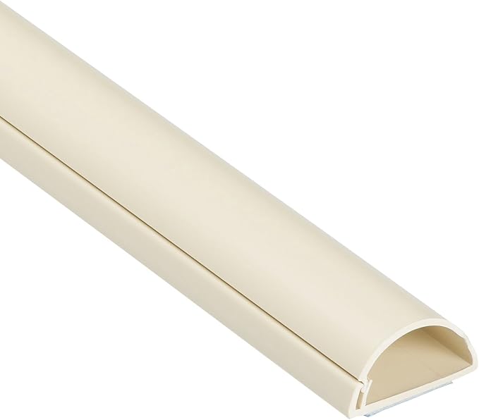 D-Line 15.7in TV Cord Hider, Patented Half Round Cable Cover, Hide Wall Mount TV Wires, Hinged One-Piece Cable Concealer, Adhesive, Decorative Raceway - 1.18in W x 0.59in H x 15.7in L - Beige