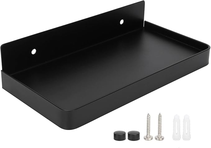 Cyrank Bathroom Cell Phone Shelf, Stainless Steel Wall Mount Toilet Phone Holder Toilet Small Floating Wall Shelves, 7.3x3.5 in (Black)