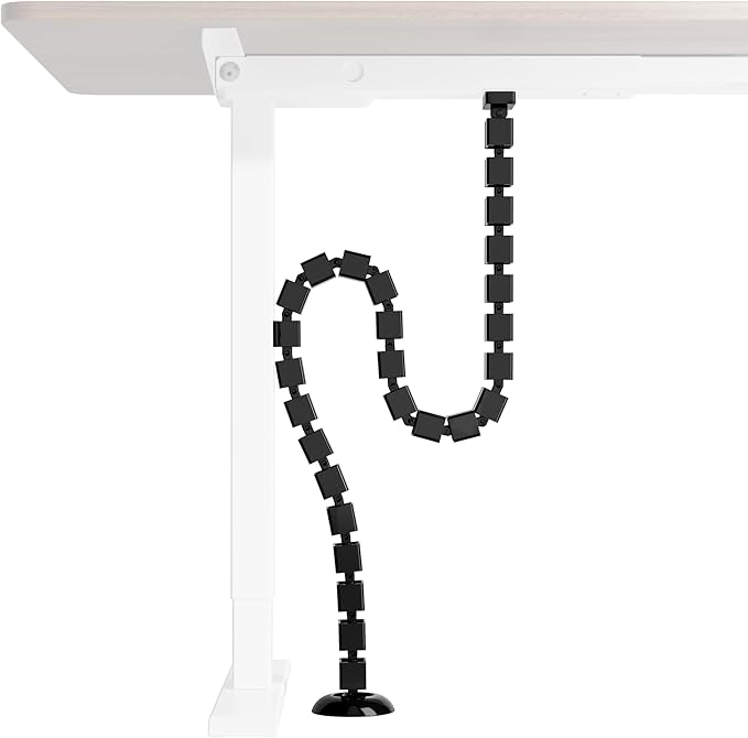 PEGZONE Under Desk Cable Management Spine – Flexible Cable Snake Organizer for Standing Desk, Tool-Free Magnetic Vertebrae Wire Management for 0.4"-2" Table, Black