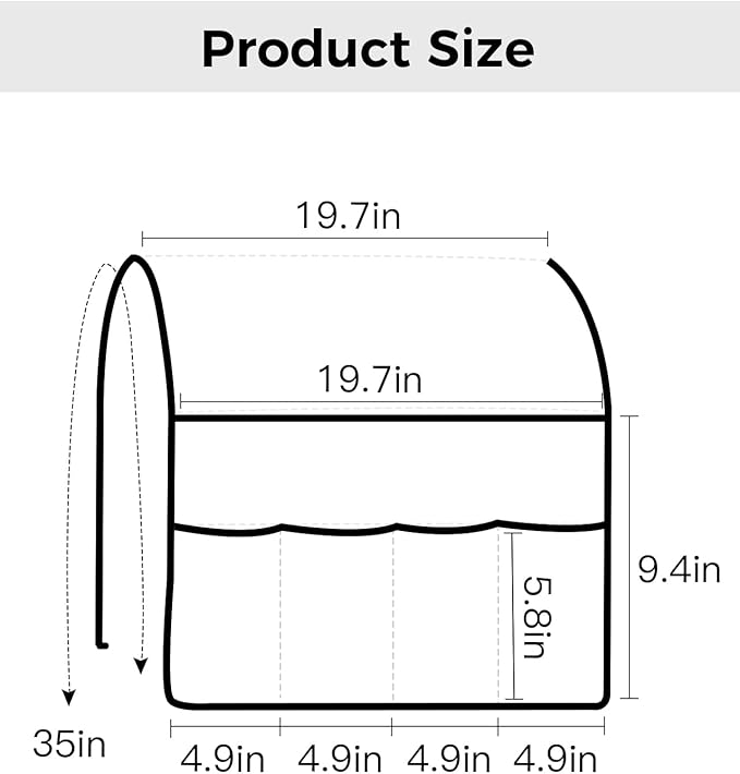 Sofa Armrest Organizer Bedside Caddy, White Yellow Marble Non Slip Couch Remote Control Holder for Recliner, Ink Painting Modern Art Armchair Caddy with Pocket for Magazine, Phone, 19.7"x35"
