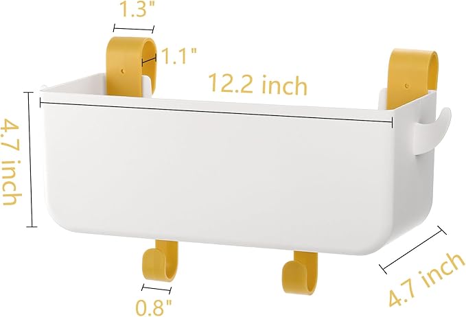 yarlung 2 Pack Bedside Organizer Hanging Caddy, Bunk Bed Shelf Plastic Storage Basket with Hooks for Dorm, Bathroom Handrail, Remote Holder, Bottles, Office Supplies