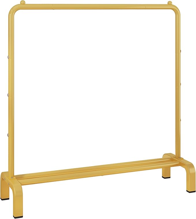 JIUYOTREE Metal 43.3 Inches Garment Rack with Bottom Shelf Clothing Rack for Hanging Clothes Coats Skirts Shirts Sweaters Gold