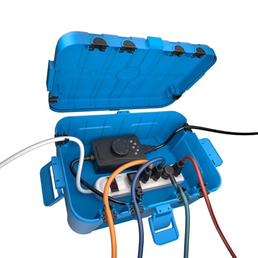 Flemoon Large Outdoor Electrical Box (12.5 x 8.5 x 5 inch), IP54 Waterproof Outdoor Extension Cord Cover Weatherproof, Protect Outlet, Plug, Socket, Timer, Power Strip, Holiday Light Decoration,Blue