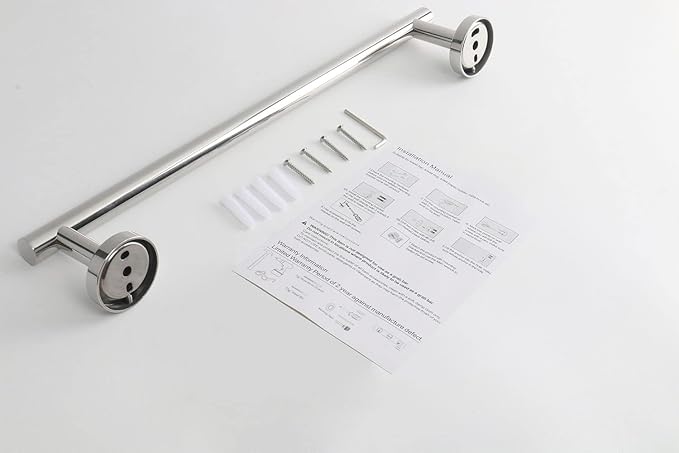TocTen Bath Towel Bar - Thicken SUS304 Stainless Steel Bathroom Towel Holder, Towel Rod for Bathroom Heavy Duty Wall Mounted Towel Rack Hanger (16IN, Chrome)