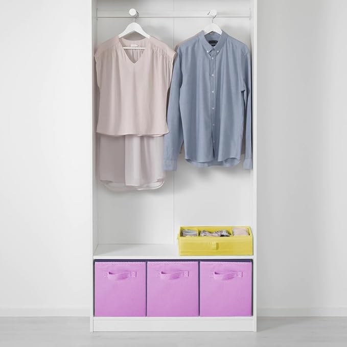 PowerKing Collapsible Storage Cubes with Handles, Fabric Foldable Bins for Closet Shelves, Durable Organization Storage Bins, 10.5'' x 11'' x 10.5'', 2 Pack, Pink