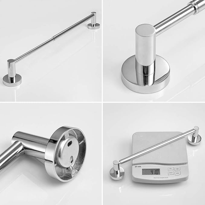 BESy Adjustable 15 to 26 Inch Single Bath Towel Bar Rack for Bathroom Accessories SUS304 Stainless Steel Towel Holder, Wall Mount with Screws Hand Towel Bar Rod Hotel Style, Polished Chrome