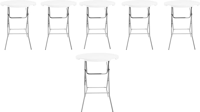 PRO&Family Commercial Round Folding Table, White Top, Powder-Coated Steel Frame, High-Impact Polyethylene Construction, Perfect for Wedding, Party, Shool, Church. (6, 32")