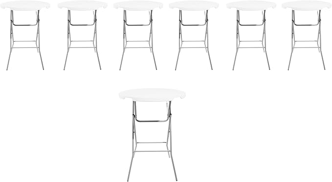 PRO&Family Commercial Round Folding Table, White Top, Powder-Coated Steel Frame, High-Impact Polyethylene Construction, Perfect for Wedding, Party, Shool, Church. (7, 32")