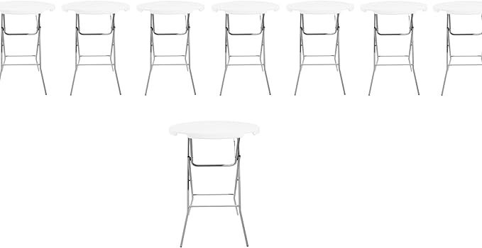 PRO&Family Commercial Round Folding Table, White Top, Powder-Coated Steel Frame, High-Impact Polyethylene Construction, Perfect for Wedding, Party, Shool, Church. (8, 32")