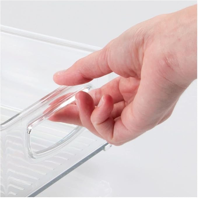 mDesign Kitchen Cabinet and Pantry Storage Organizer Bins - Pack of 4, Shallow, Clear