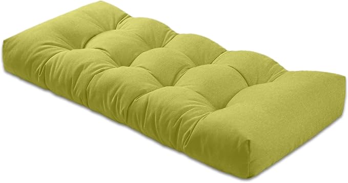 Bench Cushion 59 inches,Indoor/Outdoor Non-Slip Tufted Cushions, Premium Waterproof Linen, Soft Piano Sofa Cushions, High-Density Memory Foam(Green-59x16x4in)