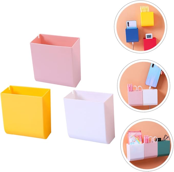 3pcs Bin Lids Included Wall-mounted Organizer Box Wall Bedside Shelf Cubbies Storage Bins Storage Box