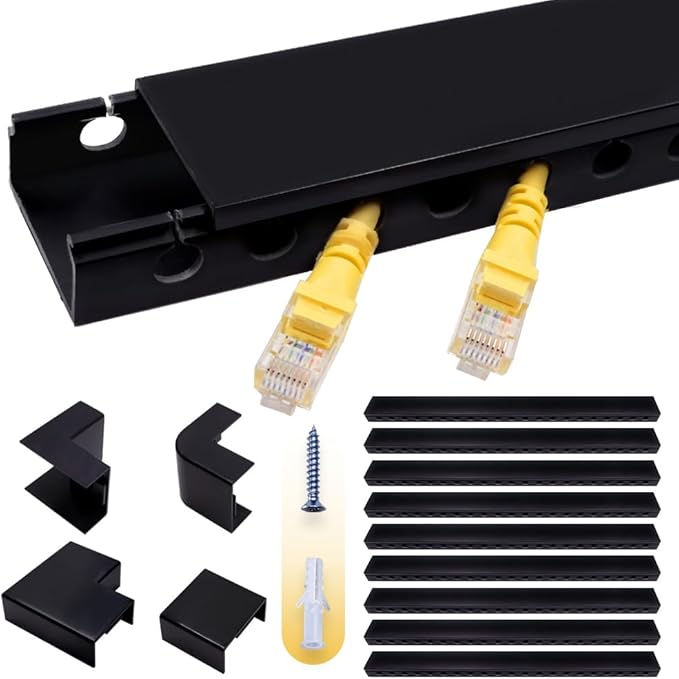 Cable Raceway Kit,139 Inch Open Slot Cable Management Kit with Upgraded Snap Structure,Under Desk Cord Organizer with Cable Management System for Network/PC/TVs 15.7" X 1.57" X 0.79" X 9PCS