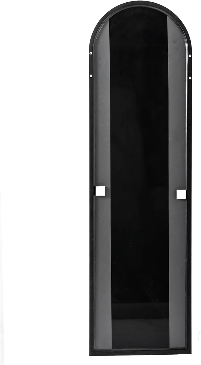 BEVERDY 14"x 48" Arched Vertical Wall Mirror, Black, Over The Door, Full Body, Hanging Door Mirror