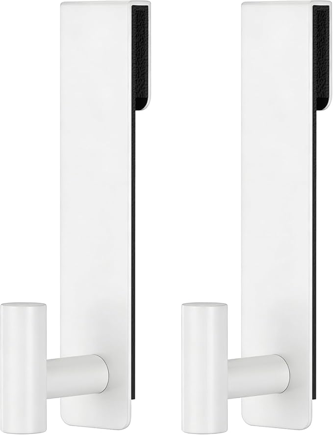 PMMASTO Shower Door Hooks, (7.5 Inch) Extended Towel Hooks for Bathroom Frameless Glass Shower Door, Stainless Steel Heavy Duty Hooks (White, T Shape-Fits 3/8" Thick Door)